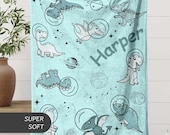 Custom Kids Name Blanket Gift, Personalized Dinosaur Blanket Gift for Toddlers Girl Boy Blanket Cute Small Blanket Birthday Gift Christmas