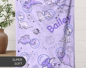 Personalized Dinosaur Blanket Gift, Custom Kids Name Blanket Gift for Toddlers Girl Boy Blanket Cute Small Blanket Birthday Gift Christmas