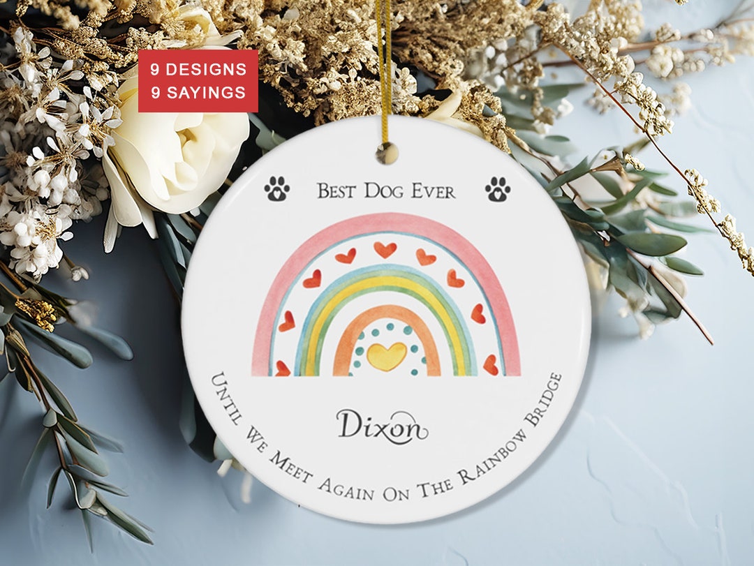 Rainbow Bridge Pet Memorial Ornament Gift, Paw Print Memorial Ornament