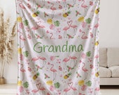 Cute Flamingo Blanket Gift, Soft and Cuddly Velveteen Minky Blanket, Custom Minky Blanket, Flamingo Adult Blanket, Nurse Retirement Gift