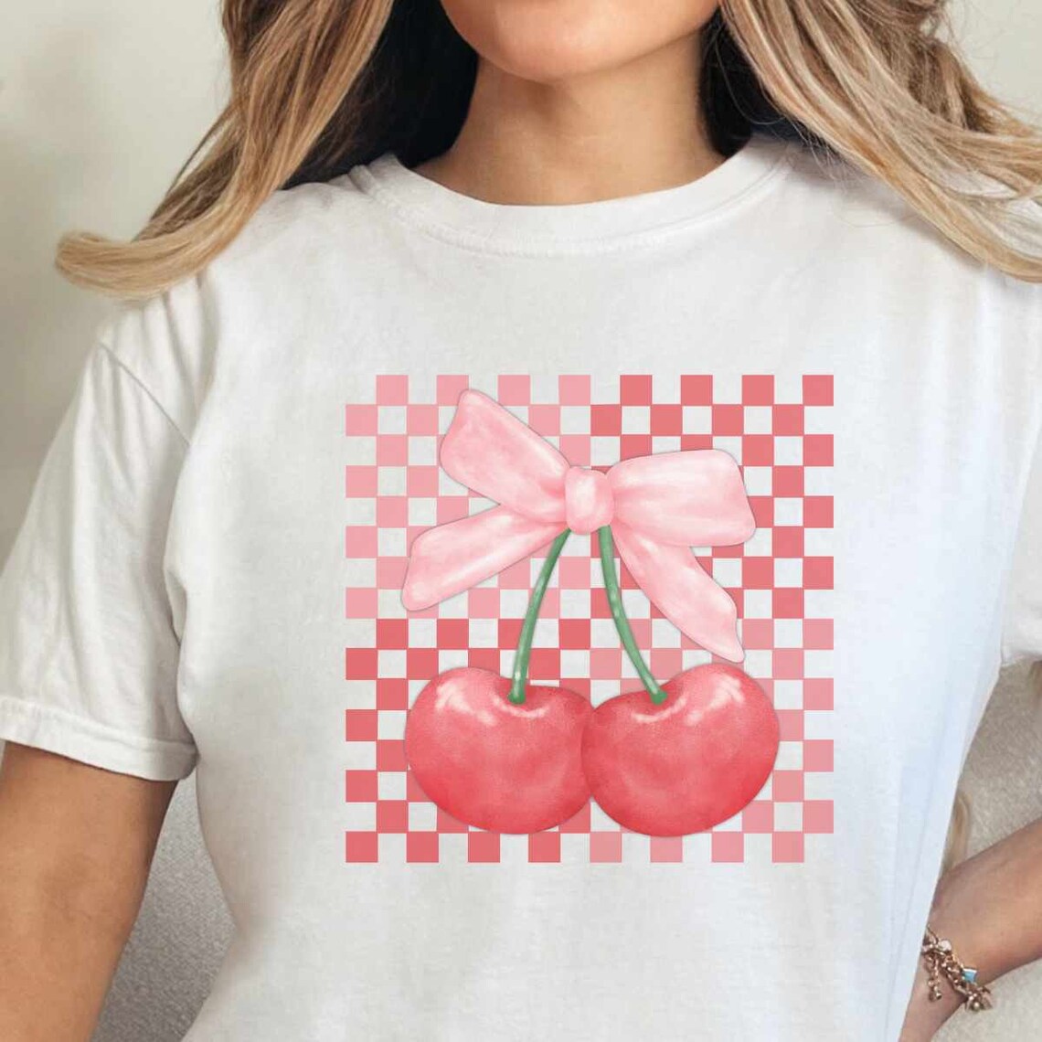 MAMC - Cherry Bow Tie Loose Crop Tee – Summer Sweet & Playful main image 1