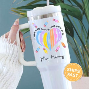 Personalized Teacher 40oz Tumbler Retro Custom Teacher Pencil Tumbler with Handle Custom 40 oz Tumbler Teacher Appreciation End of Year Gift