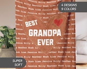 Custom Grandpa Blanket With Grandkids Names, Personalized Blanket Fathers Day Gift, Lap Throw Grandpa Gift, Grandfather Gift from GrandKids