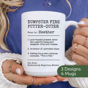 Funny Boss Gift Dumpster Fire Putter-Outer Mug, Custom Mug for Favorite Coworker Supervisor Gift Personalized Colleague Mug Coffee Cup 2024
