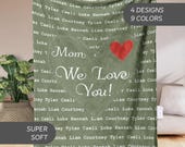 Custom Mom Name Blanket, Personalized Blanket with Kids Names, Throw Mothers Day Gift, Mommy Gift from Kids, Best Mom Ever Birthday Gift