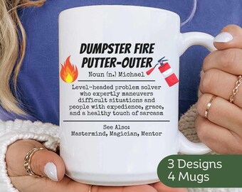 Funny Coworker Gift Dumpster Fire Putter-Outer Mug, Custom Mug for Favorite Supervisor Gift Sarcastic Boss Coffee Cup Work Friend Mug Gift