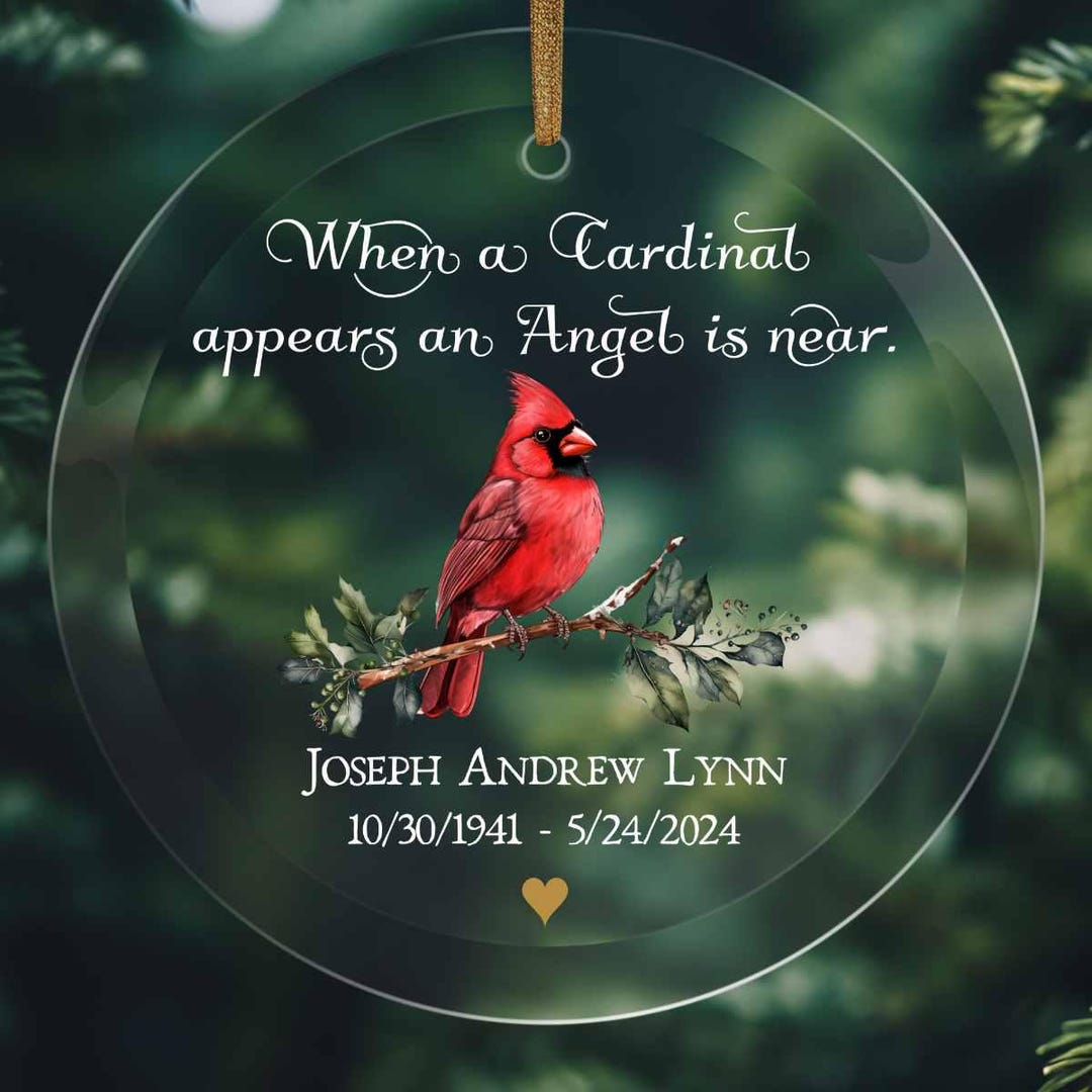 In Loving Memory Gift Cardinal Memorial Ornament, Custom Glass Ornament ...