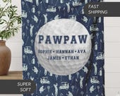 PawPaw Personalized Blanket Gift, Grandpa Custom Name Blanket Soft Throw Gift for Papa Fathers Day Birthday Gift from Grandkids Golf Blanket