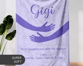 Custom Gigi Blanket With Kids Names, Personalized Mimi Hug Blanket Gift for Nana Grandma Mothers Day Christmas Valentines Day from Grandkids