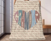 Grandma Heart Blanket Mothers Day Gift, Custom Name Blanket Grandma Gift from Grandkid Valentines Day Gift New Grandma Announcement