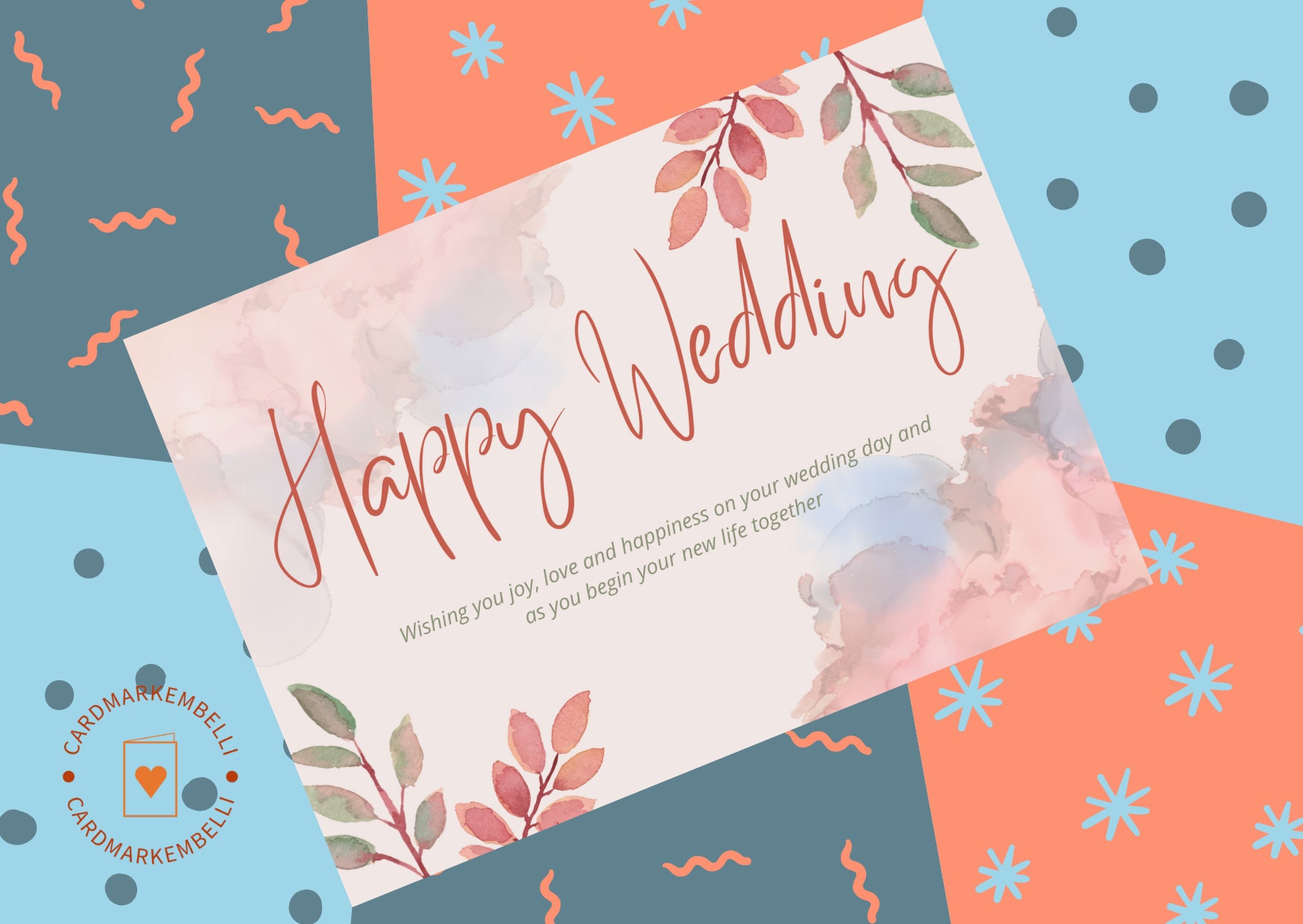 Editable Wedding Card Template happy Wedding for - Etsy