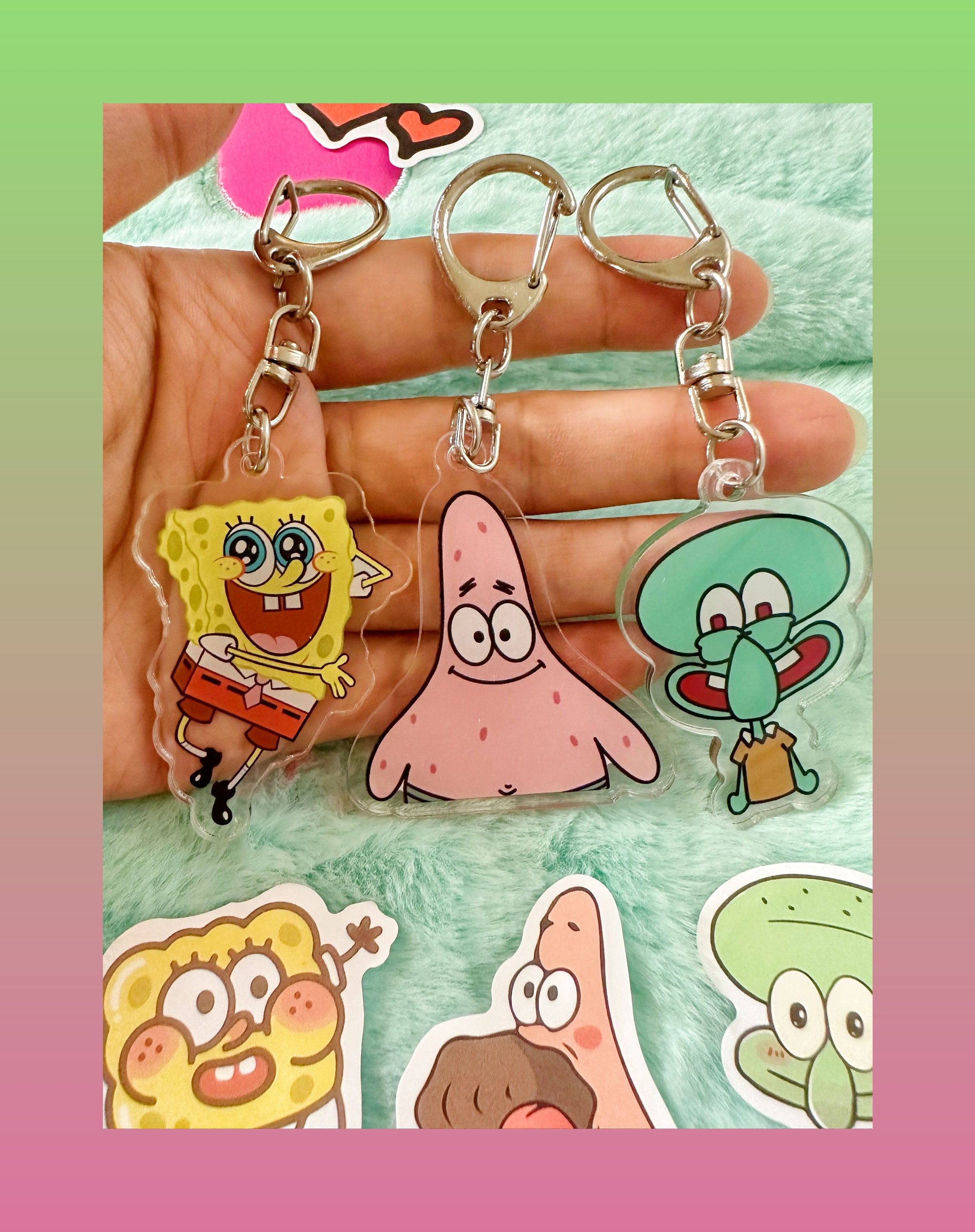 Patrick Keychain BFF Keychains Spongebob Patrick Star and Squidward 2 or 3 - Etsy
