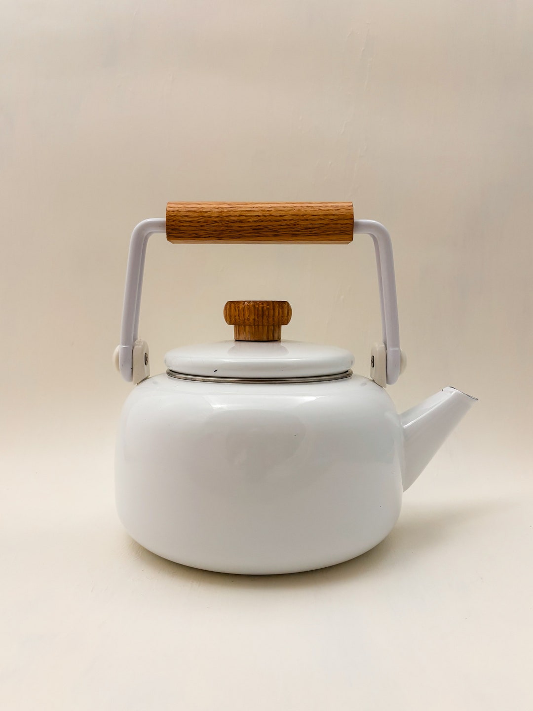 Vintage Round Enamel Tea Kettle Made in Taiwan Etsy