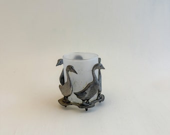 Vintage Metzke Pewter Duck/Goose Candle Holder
