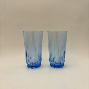 Set of 2 Vintage Arcoroc Blue Glasses - Made in France
