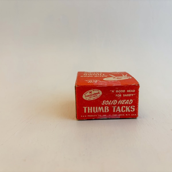 Vintage A&W Tru-Bilt Solid Head Thumb Tacks - Full Box