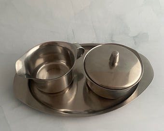 Vintage Gense Sweden Stainless Steel Cream and Sugar Set