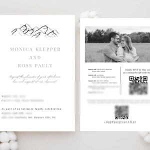 Elopement Einladung Antwortkarte als Teil einer intimen Familienfeier Airbnb Hochzeit mehrtägigen Aktivitäten mit QR Codes | ADHS-freundlich