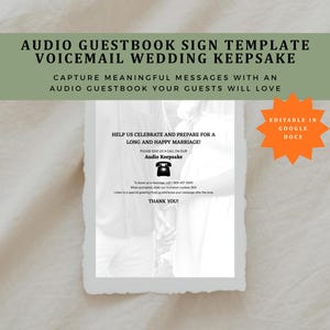 Audio Guestbook Sign Template | Voicemail Wedding Keepsake | Editable Google Doc