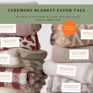 Plantilla de Canva para etiquetas de regalo de manta de ceremonia / Para tener y guardar / Etiquetas de regalo para invitados imprimibles