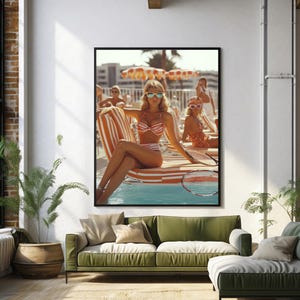 Slim Aarons-Inspired Tennis Poolside Print – Retro Glamorous Summer Scene, Luxury Lifestyle Wall Art | Vintage Luxury Decor Digital Download