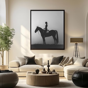 Polo Rider Black & White Wall Art - Ralph Lauren Style Print | Equestrian Luxury Decor