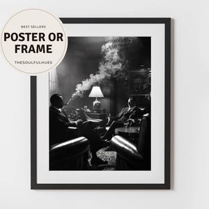 Cigar Lounge Wall Art Print | Black and White Retro Photography | Jazz Club Decor | Framed Poster Ready to Hang