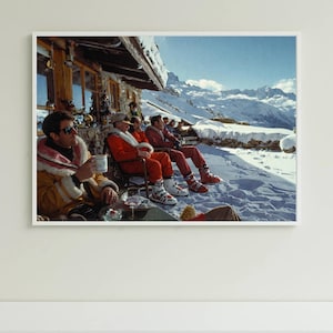 Alpine Sun Terrace Wall Art – Retro Ski Resort Print | Luxury Winter Decor  (Digital Download)