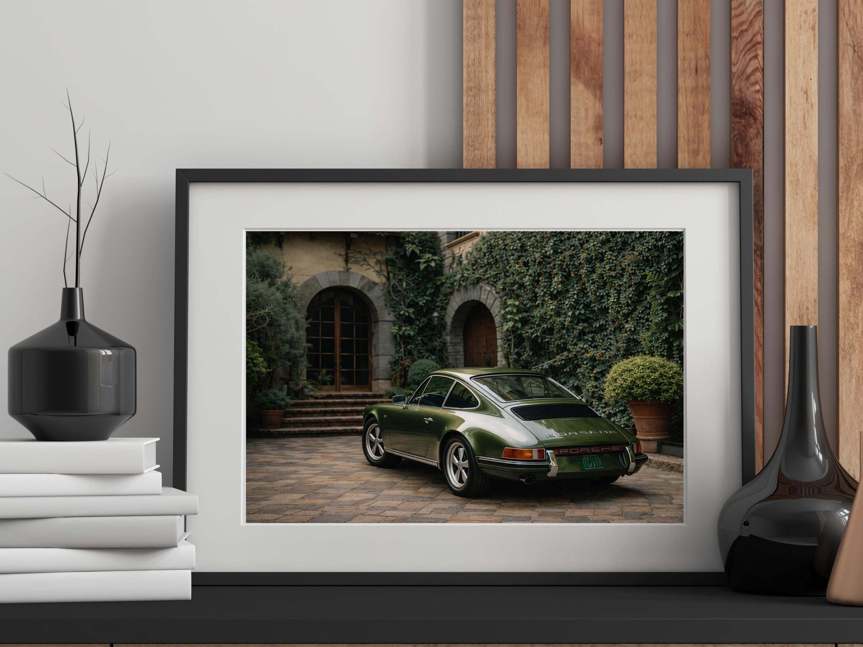 Green Porsche 911 Rear Print, Classic Car Photography Wall Art