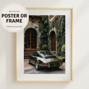 Porsche 911 Framed Wall Art | Green Classic Car Print | Luxury Automotive Photography | Retro Garage Decor | Framed Poster Ready to Hang