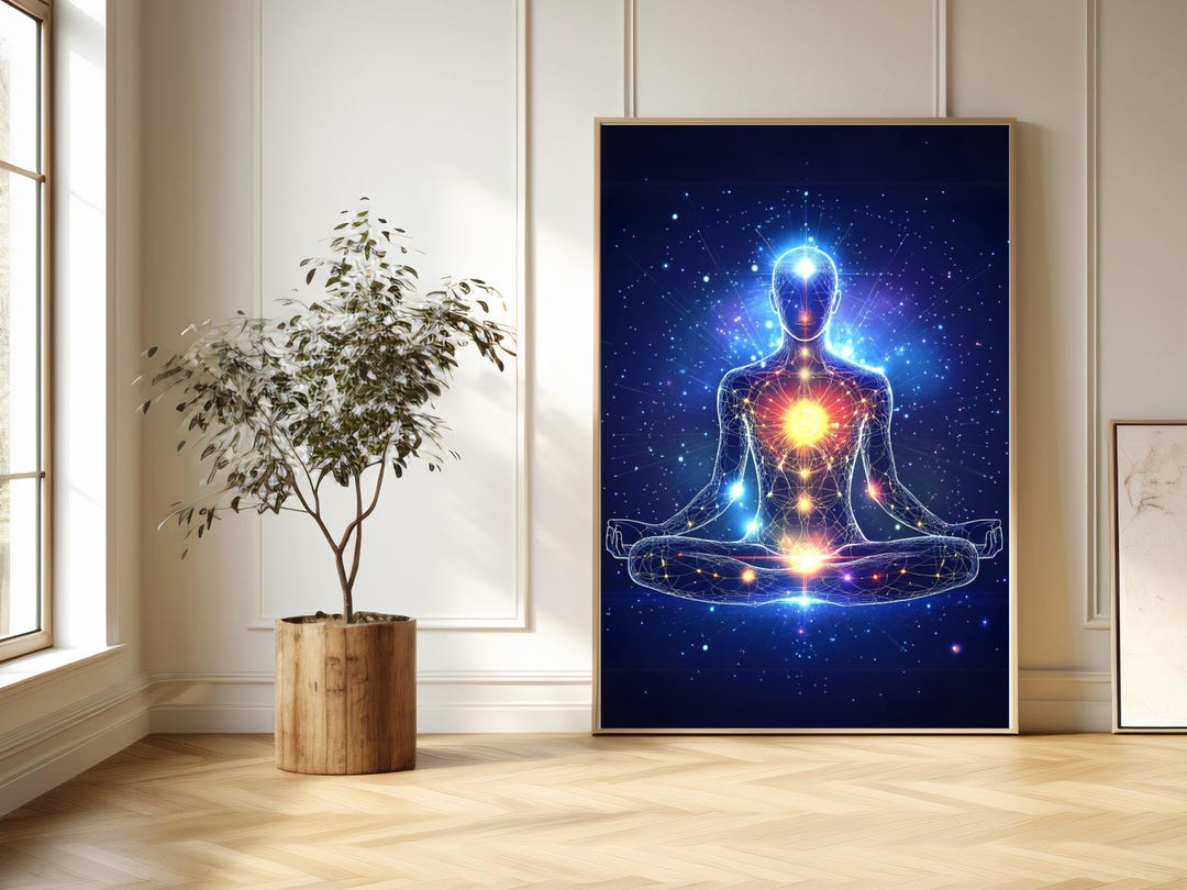 Cosmic Chakra Meditation Wall Art - Spiritual Yoga Print (digital ...