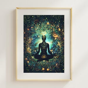 Green Aura Meditation Wall Art - Chakra Enlightenment Print (Digital Download) | Spiritual Energy Healing Poster