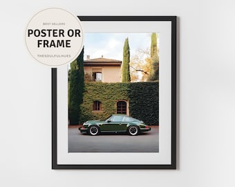Porsche Wall Art Framed Print | Gift for Car Enthusiast | Classic 911 Photography | Men's Office Decor | Vintage Luxury Automotive Poster