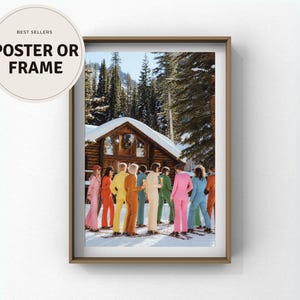 Retro Ski Lodge Wall Art – Colorful Après Ski Poster or Framed Print, Vintage Winter Cabin Decor, Alpine Photography, Chalet Artwork