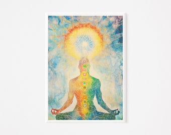 Chakra Meditation Wall Art - Spiritual Energy Print (Digital Download) | Yoga & Healing Decor