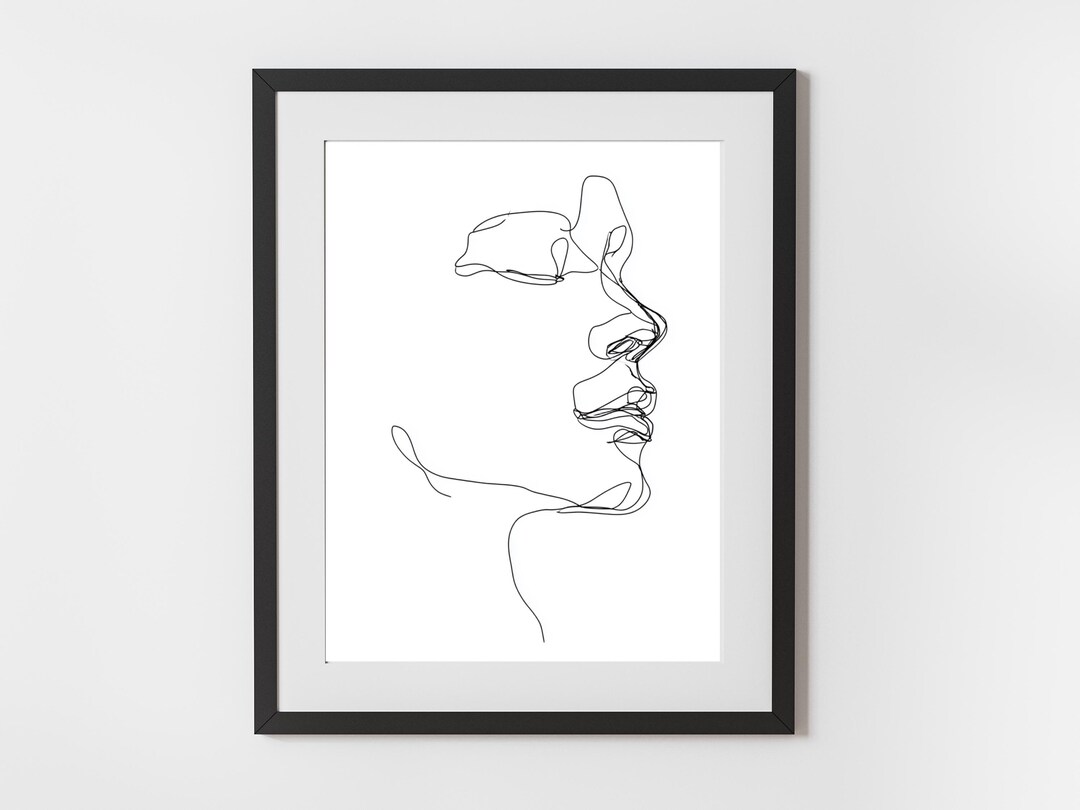 Abstract Face Line Art Print – Minimalist Woman Portrait Digital ...