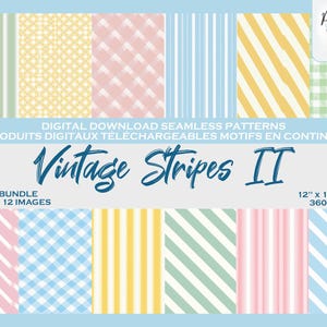 Lignes Pastel II Rétro Motif Rayures Imprimé Ensemble de motifs digitaux,Fichier numérique, Papier digital, Motifs répétés, Scrapbook, Tissu