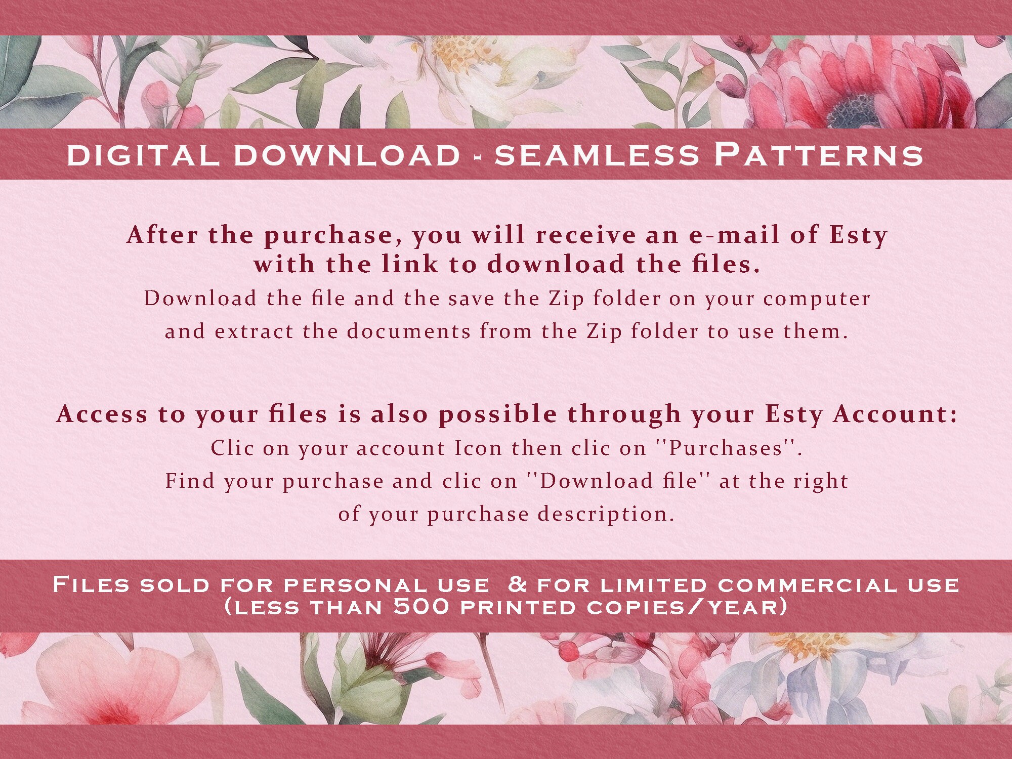 Pink Vintage Floral Digital Paper: Seamless Pattern Set (digital ...