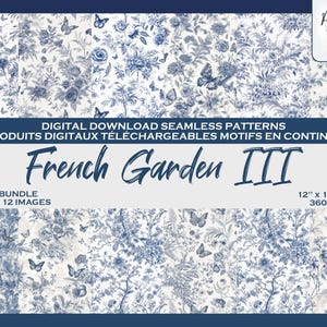 Jardin Francais III, Monochrome, Floral Vintage Papillon Ensemble de motifs digitaux, Fichier numérique, Papier digital, craft, Scrapbook