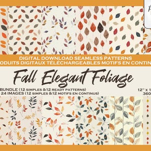 Feuilles Automne Ensemble de motifs digitaux, Fichier numérique, Papier digital,  Motifs répétés, Produit téléchargeable,  Scrapbook, Tissu