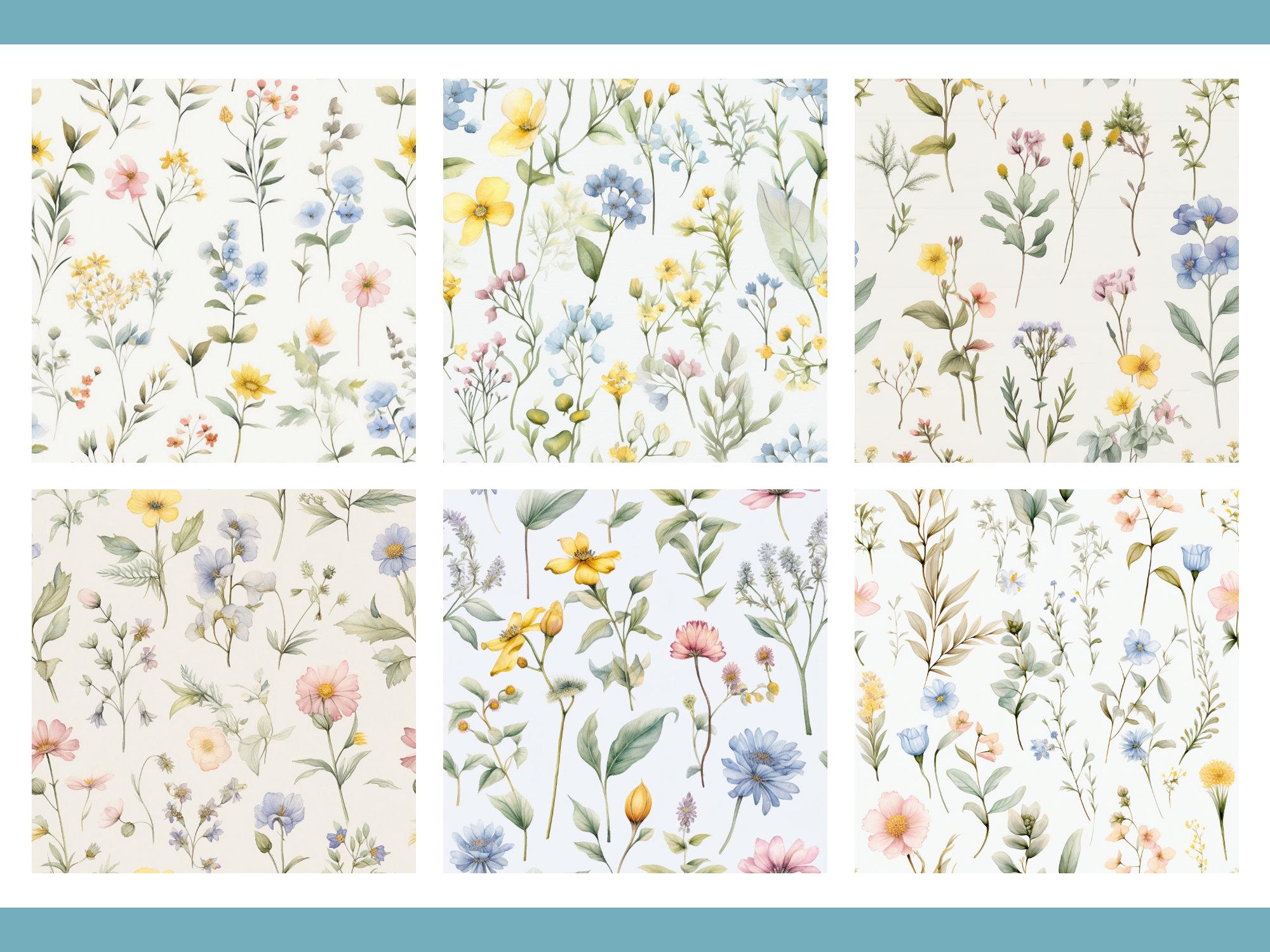 Soft Floral Digital Paper: Seamless Pattern Garden Set (digital ...