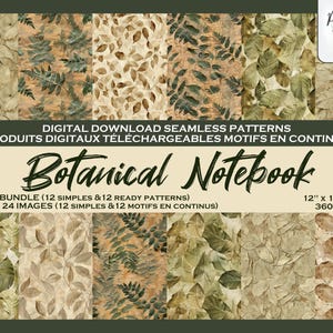 Fogli arbre Insieme di motivi digitali, Fichier numérique, Papier digital, Motifs répétés, Produit téléchargeable, Scrapbook,Fond,Tissu