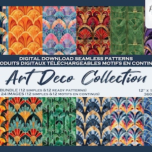 Vitrail Coloré Ensemble de motivi digitali, Art Deco Fichier numérique, Papier digital, Motifs répétés, Scrapbook, Tissu