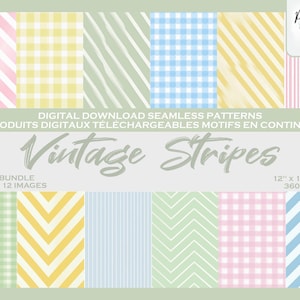 Lignes Pastel Rétro Motif Rayures Imprimé Ensemble de motifs digitaux,Fichier numérique, Papier digital, Motifs répétés, Scrapbook, Tissu