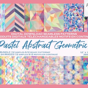 Pastel Digital Seamless Pattern Bundle - Digital Download - Pastel Geometric Abstract solorful - Geometric Pattern - Digital file