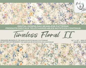 Vintage Floral Wallpaper: Seamless Pattern botanical Bundle (Digital Download) for Scrapbooking, Canva, Procreate, Crafts
