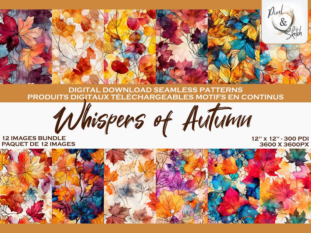 Autumn Leaves Digital Paper: Seamless Pattern Set (digital Download ...