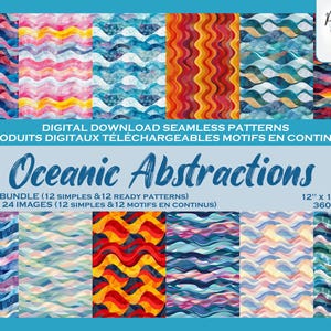 Waves Geometric Digital Seamless Pattern Bundle - Digital Download - Geometric Abstract colorful - Shape Geometric Pattern - Digital file