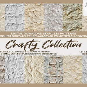 Paper Craft Pattern, Digital Paper, Seamless Pattern Bundle, Printable Paper for Scrapbook, Background, Fabric, Repeat Pattern