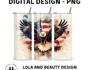 American Flag Eagle 20oz Tumbler Wrap, Patriotic PNG (Digital Download)